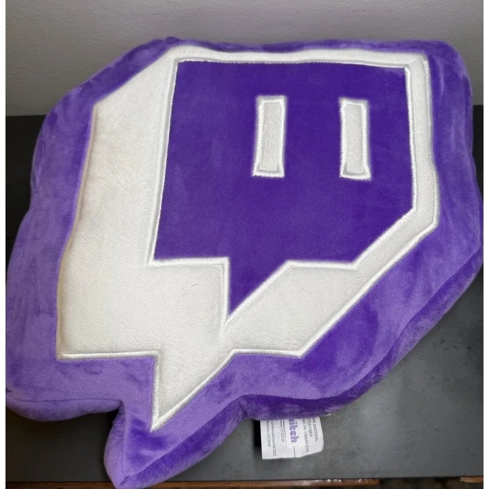 Official Twitch Glitch Logo Plush Pillow Purple Gamer Streaming Room Decor 2023
